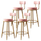 Glam Armless Backrest Counter Stool Iron Dessert Shop Bar Stool with Velvet Cushion Pink 4 Piece Set Clearhalo 'Bar Furniture' 'Bar Stools' 'bar_stools' 'furn' 'furn_bar_stools' 'Furniture' 'furniture_bar_stools' 'Kitchen & Dining Furniture' 5052161