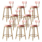 Glam Armless Backrest Counter Stool Iron Dessert Shop Bar Stool with Velvet Cushion Pink 8 Piece Set Clearhalo 'Bar Furniture' 'Bar Stools' 'bar_stools' 'furn' 'furn_bar_stools' 'Furniture' 'furniture_bar_stools' 'Kitchen & Dining Furniture' 5052163