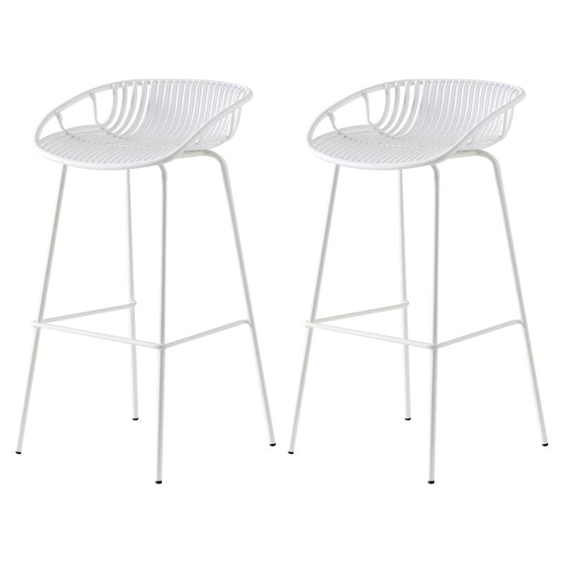 Modern Dessert Shop Low Back Stool Matte Finish Iron Bar Stool White 2 Piece Set Clearhalo 'Bar Furniture' 'Bar Stools' 'bar_stools' 'furn' 'furn_bar_stools' 'Furniture' 'furniture_bar_stools' 'Kitchen & Dining Furniture' 5052167