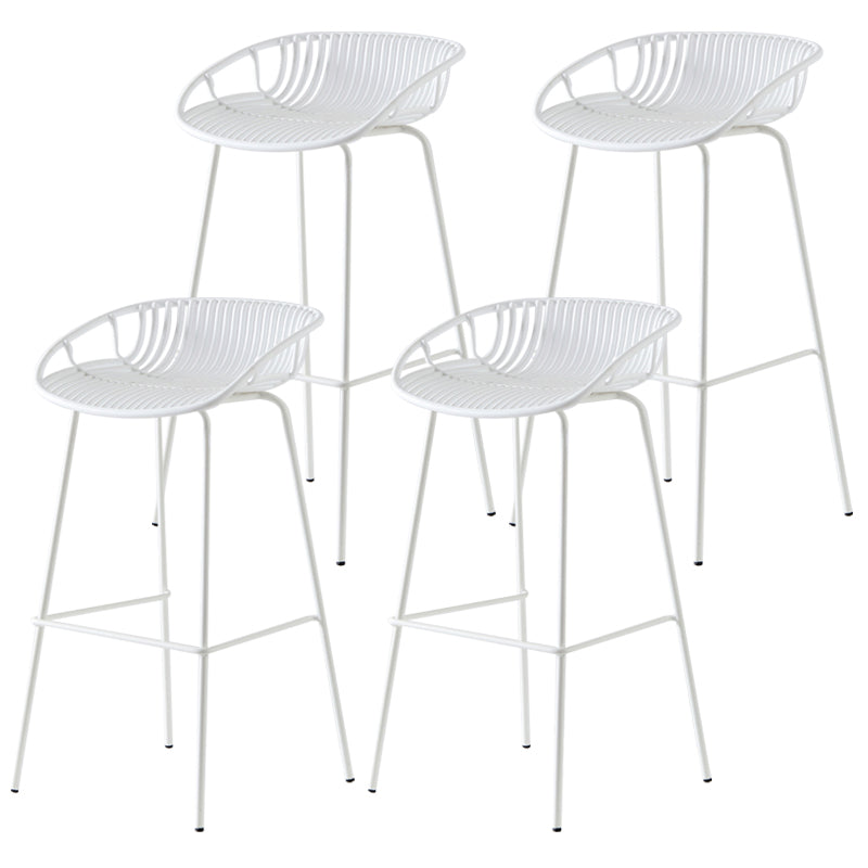 Modern Dessert Shop Low Back Stool Matte Finish Iron Bar Stool White 4 Piece Set Clearhalo 'Bar Furniture' 'Bar Stools' 'bar_stools' 'furn' 'furn_bar_stools' 'Furniture' 'furniture_bar_stools' 'Kitchen & Dining Furniture' 5052169
