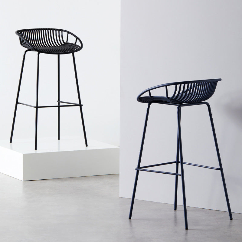 Modern Dessert Shop Low Back Stool Matte Finish Iron Bar Stool Clearhalo 'Bar Furniture' 'Bar Stools' 'bar_stools' 'furn' 'furn_bar_stools' 'Furniture' 'furniture_bar_stools' 'Kitchen & Dining Furniture' 5052170