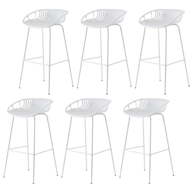 Modern Dessert Shop Low Back Stool Matte Finish Iron Bar Stool White 6 Piece Set Clearhalo 'Bar Furniture' 'Bar Stools' 'bar_stools' 'furn' 'furn_bar_stools' 'Furniture' 'furniture_bar_stools' 'Kitchen & Dining Furniture' 5052171