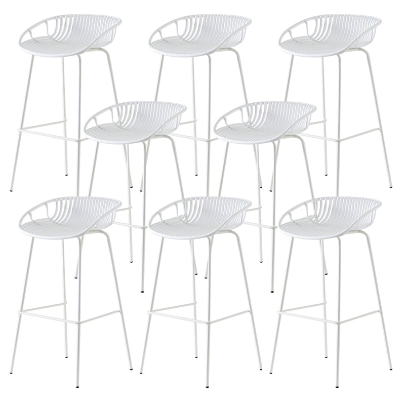 Modern Dessert Shop Low Back Stool Matte Finish Iron Bar Stool White 8 Piece Set Clearhalo 'Bar Furniture' 'Bar Stools' 'bar_stools' 'furn' 'furn_bar_stools' 'Furniture' 'furniture_bar_stools' 'Kitchen & Dining Furniture' 5052173