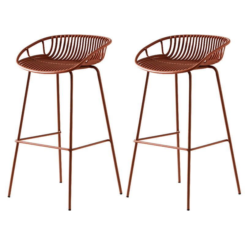 Modern Dessert Shop Low Back Stool Matte Finish Iron Bar Stool Brown 2 Piece Set Clearhalo 'Bar Furniture' 'Bar Stools' 'bar_stools' 'furn' 'furn_bar_stools' 'Furniture' 'furniture_bar_stools' 'Kitchen & Dining Furniture' 5052175