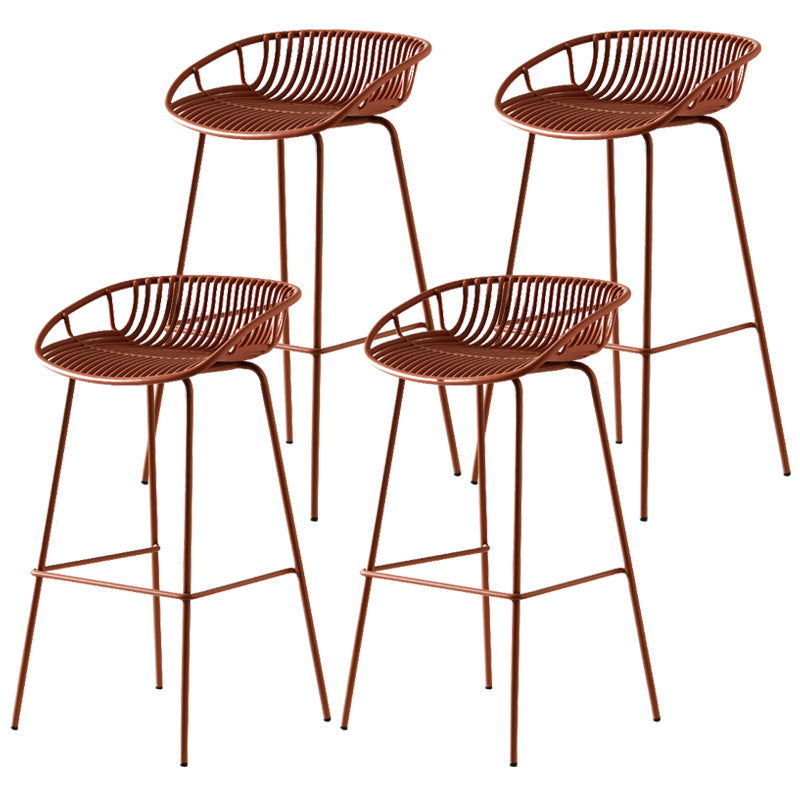 Modern Dessert Shop Low Back Stool Matte Finish Iron Bar Stool Brown 4 Piece Set Clearhalo 'Bar Furniture' 'Bar Stools' 'bar_stools' 'furn' 'furn_bar_stools' 'Furniture' 'furniture_bar_stools' 'Kitchen & Dining Furniture' 5052177