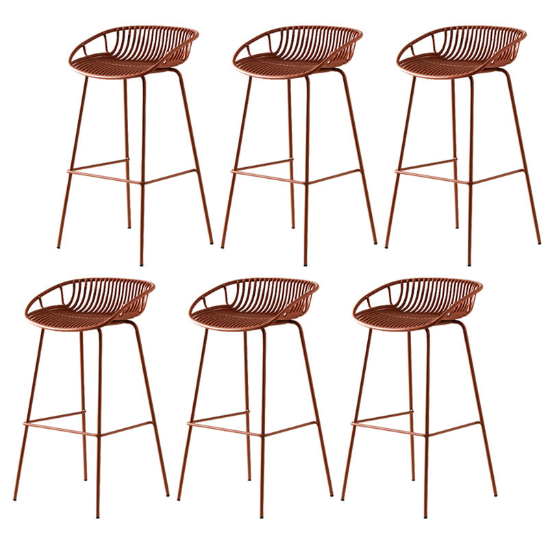 Modern Dessert Shop Low Back Stool Matte Finish Iron Bar Stool Brown 6 Piece Set Clearhalo 'Bar Furniture' 'Bar Stools' 'bar_stools' 'furn' 'furn_bar_stools' 'Furniture' 'furniture_bar_stools' 'Kitchen & Dining Furniture' 5052178