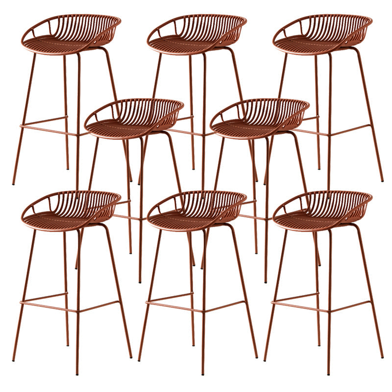 Modern Dessert Shop Low Back Stool Matte Finish Iron Bar Stool Brown 8 Piece Set Clearhalo 'Bar Furniture' 'Bar Stools' 'bar_stools' 'furn' 'furn_bar_stools' 'Furniture' 'furniture_bar_stools' 'Kitchen & Dining Furniture' 5052180