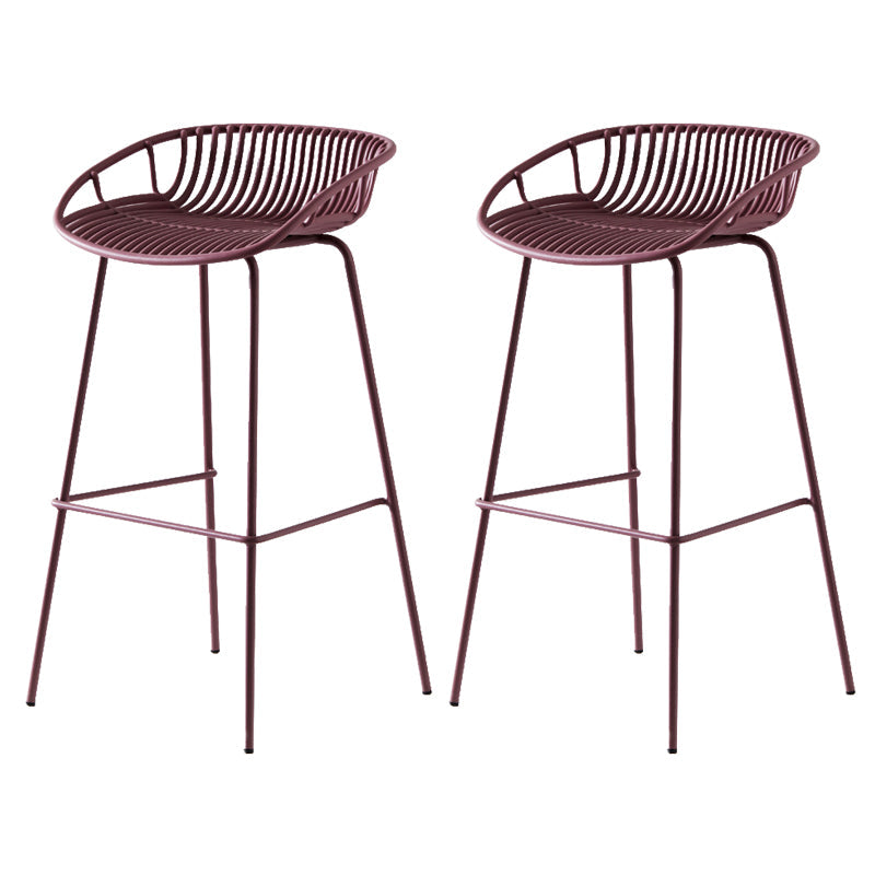 Modern Dessert Shop Low Back Stool Matte Finish Iron Bar Stool Purple 2 Piece Set Clearhalo 'Bar Furniture' 'Bar Stools' 'bar_stools' 'furn' 'furn_bar_stools' 'Furniture' 'furniture_bar_stools' 'Kitchen & Dining Furniture' 5052183