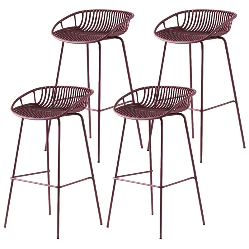 Modern Dessert Shop Low Back Stool Matte Finish Iron Bar Stool Purple 4 Piece Set Clearhalo 'Bar Furniture' 'Bar Stools' 'bar_stools' 'furn' 'furn_bar_stools' 'Furniture' 'furniture_bar_stools' 'Kitchen & Dining Furniture' 5052185