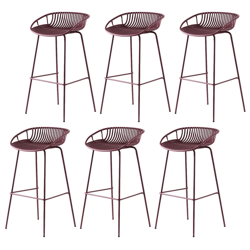 Modern Dessert Shop Low Back Stool Matte Finish Iron Bar Stool Purple 6 Piece Set Clearhalo 'Bar Furniture' 'Bar Stools' 'bar_stools' 'furn' 'furn_bar_stools' 'Furniture' 'furniture_bar_stools' 'Kitchen & Dining Furniture' 5052186