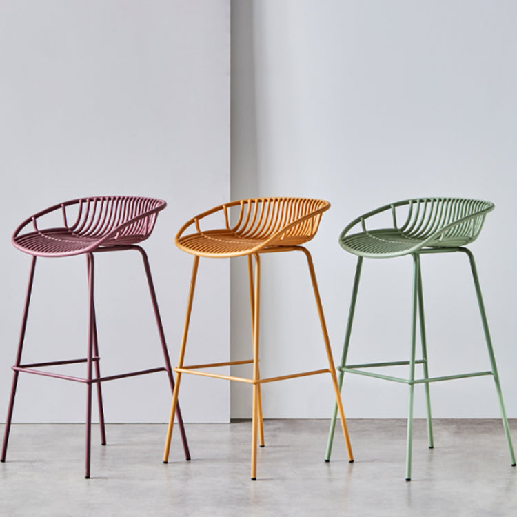 Modern Dessert Shop Low Back Stool Matte Finish Iron Bar Stool Clearhalo 'Bar Furniture' 'Bar Stools' 'bar_stools' 'furn' 'furn_bar_stools' 'Furniture' 'furniture_bar_stools' 'Kitchen & Dining Furniture' 5052187