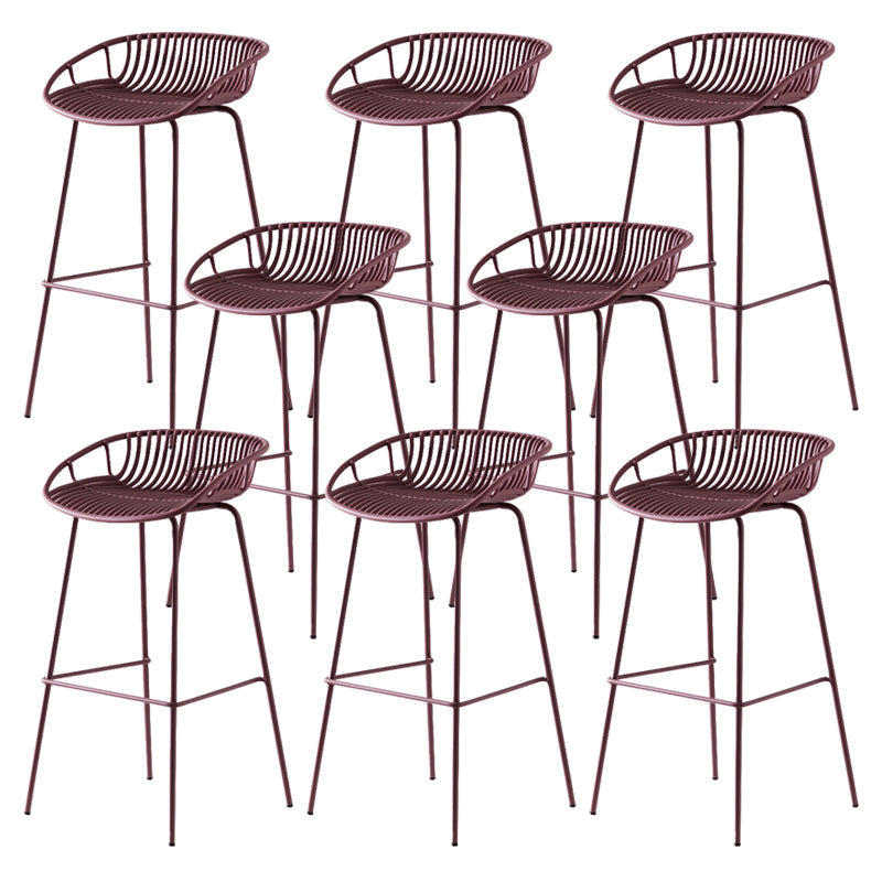 Modern Dessert Shop Low Back Stool Matte Finish Iron Bar Stool Purple 8 Piece Set Clearhalo 'Bar Furniture' 'Bar Stools' 'bar_stools' 'furn' 'furn_bar_stools' 'Furniture' 'furniture_bar_stools' 'Kitchen & Dining Furniture' 5052188