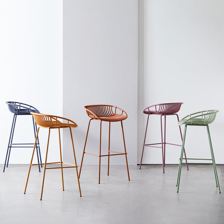 Modern Dessert Shop Low Back Stool Matte Finish Iron Bar Stool Clearhalo 'Bar Furniture' 'Bar Stools' 'bar_stools' 'furn' 'furn_bar_stools' 'Furniture' 'furniture_bar_stools' 'Kitchen & Dining Furniture' 5052189