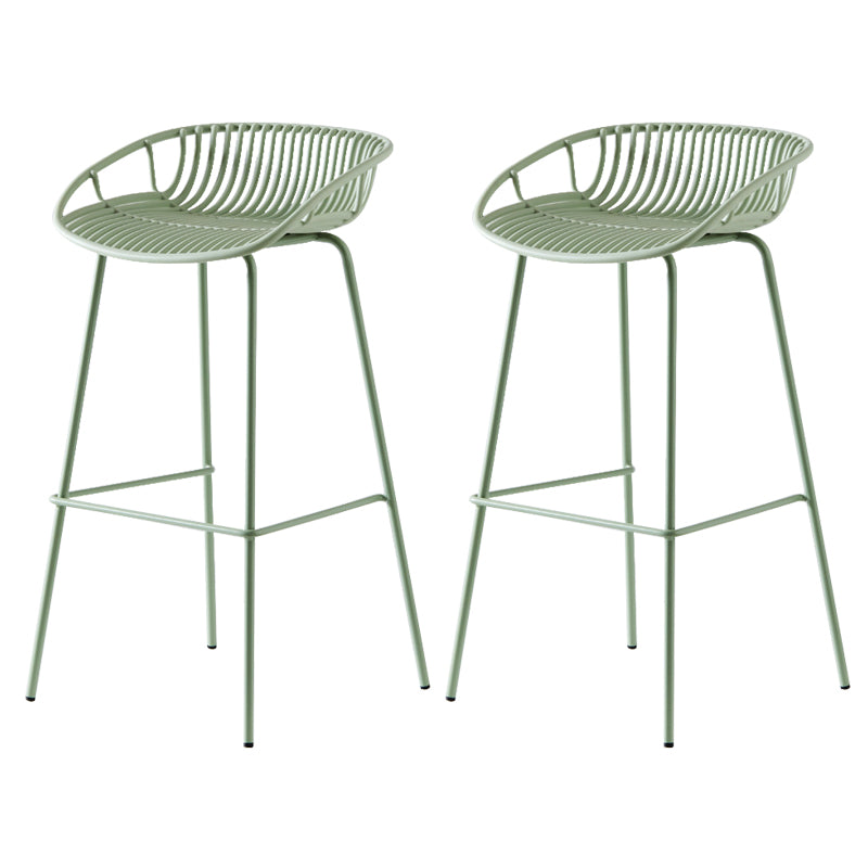 Modern Dessert Shop Low Back Stool Matte Finish Iron Bar Stool Green 2 Piece Set Clearhalo 'Bar Furniture' 'Bar Stools' 'bar_stools' 'furn' 'furn_bar_stools' 'Furniture' 'furniture_bar_stools' 'Kitchen & Dining Furniture' 5052190