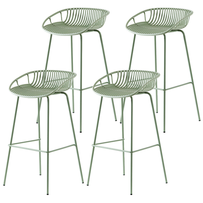 Modern Dessert Shop Low Back Stool Matte Finish Iron Bar Stool Green 4 Piece Set Clearhalo 'Bar Furniture' 'Bar Stools' 'bar_stools' 'furn' 'furn_bar_stools' 'Furniture' 'furniture_bar_stools' 'Kitchen & Dining Furniture' 5052191