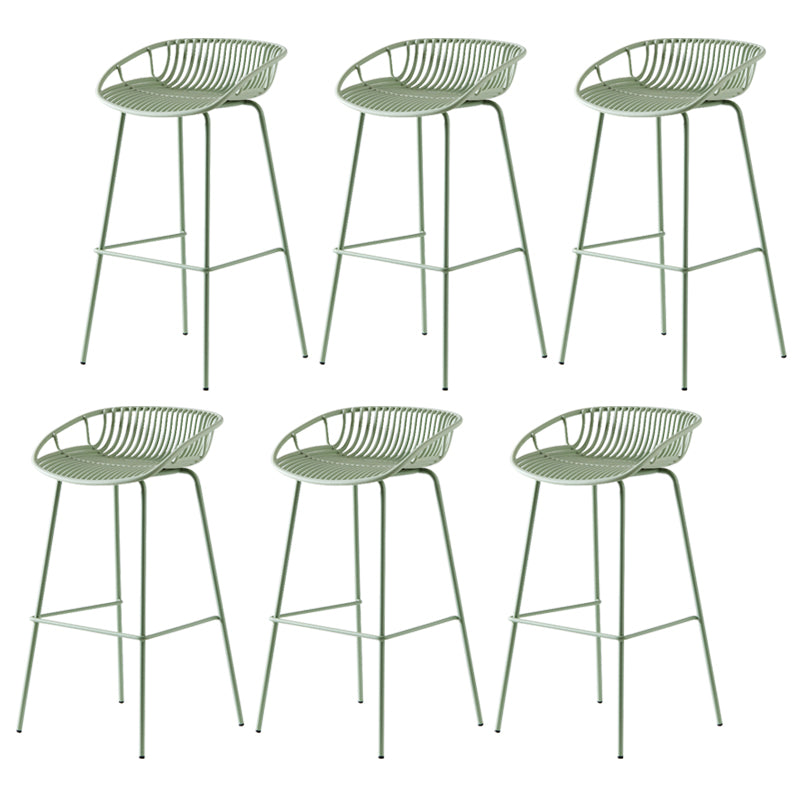 Modern Dessert Shop Low Back Stool Matte Finish Iron Bar Stool Green 6 Piece Set Clearhalo 'Bar Furniture' 'Bar Stools' 'bar_stools' 'furn' 'furn_bar_stools' 'Furniture' 'furniture_bar_stools' 'Kitchen & Dining Furniture' 5052192