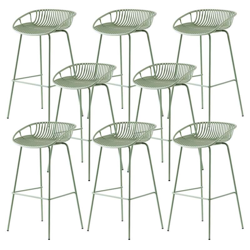 Modern Dessert Shop Low Back Stool Matte Finish Iron Bar Stool Green 8 Piece Set Clearhalo 'Bar Furniture' 'Bar Stools' 'bar_stools' 'furn' 'furn_bar_stools' 'Furniture' 'furniture_bar_stools' 'Kitchen & Dining Furniture' 5052193