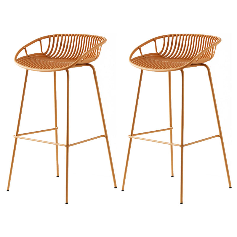 Modern Dessert Shop Low Back Stool Matte Finish Iron Bar Stool Yellow 2 Piece Set Clearhalo 'Bar Furniture' 'Bar Stools' 'bar_stools' 'furn' 'furn_bar_stools' 'Furniture' 'furniture_bar_stools' 'Kitchen & Dining Furniture' 5052194