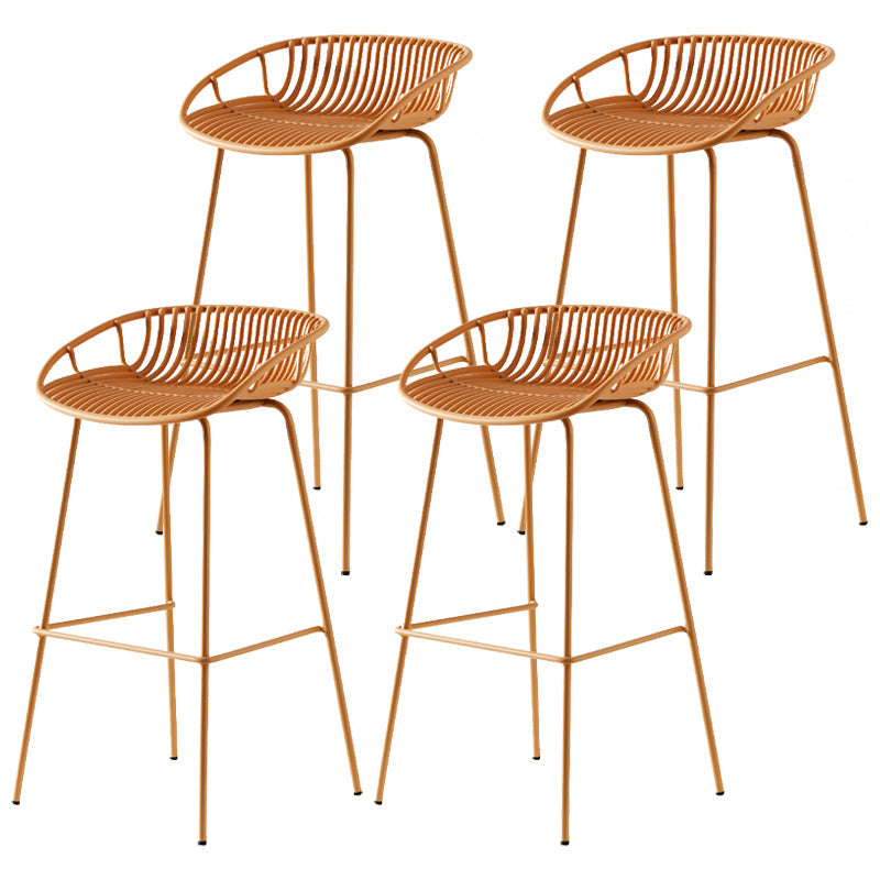 Modern Dessert Shop Low Back Stool Matte Finish Iron Bar Stool Yellow 4 Piece Set Clearhalo 'Bar Furniture' 'Bar Stools' 'bar_stools' 'furn' 'furn_bar_stools' 'Furniture' 'furniture_bar_stools' 'Kitchen & Dining Furniture' 5052195