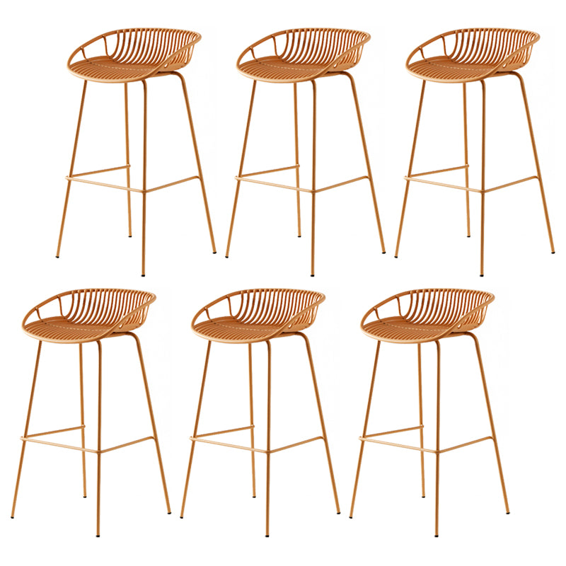 Modern Dessert Shop Low Back Stool Matte Finish Iron Bar Stool Yellow 6 Piece Set Clearhalo 'Bar Furniture' 'Bar Stools' 'bar_stools' 'furn' 'furn_bar_stools' 'Furniture' 'furniture_bar_stools' 'Kitchen & Dining Furniture' 5052196