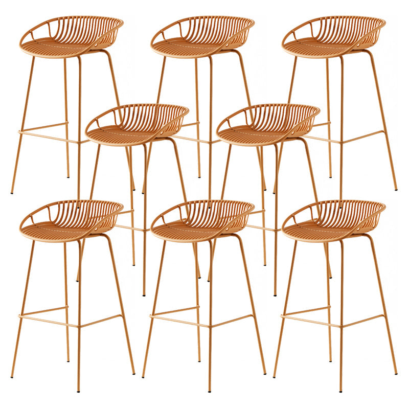 Modern Dessert Shop Low Back Stool Matte Finish Iron Bar Stool Yellow 8 Piece Set Clearhalo 'Bar Furniture' 'Bar Stools' 'bar_stools' 'furn' 'furn_bar_stools' 'Furniture' 'furniture_bar_stools' 'Kitchen & Dining Furniture' 5052197