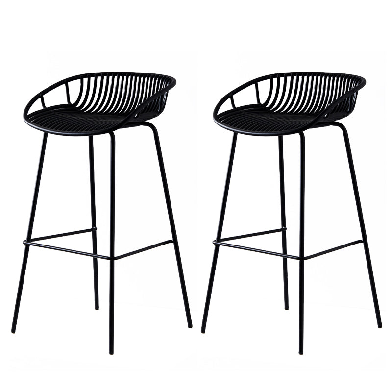Modern Dessert Shop Low Back Stool Matte Finish Iron Bar Stool Black 2 Piece Set Clearhalo 'Bar Furniture' 'Bar Stools' 'bar_stools' 'furn' 'furn_bar_stools' 'Furniture' 'furniture_bar_stools' 'Kitchen & Dining Furniture' 5052198