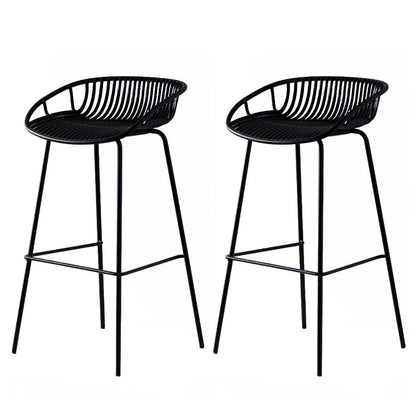 Modern Dessert Shop Low Back Stool Matte Finish Iron Bar Stool Black 2 Piece Set Clearhalo 'Bar Furniture' 'Bar Stools' 'bar_stools' 'furn' 'furn_bar_stools' 'Furniture' 'furniture_bar_stools' 'Kitchen & Dining Furniture' 5052198