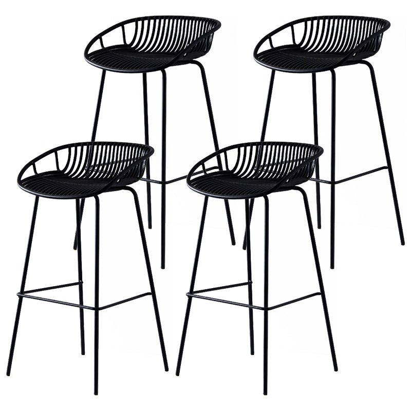 Modern Dessert Shop Low Back Stool Matte Finish Iron Bar Stool Black 4 Piece Set Clearhalo 'Bar Furniture' 'Bar Stools' 'bar_stools' 'furn' 'furn_bar_stools' 'Furniture' 'furniture_bar_stools' 'Kitchen & Dining Furniture' 5052199