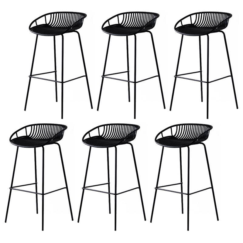 Modern Dessert Shop Low Back Stool Matte Finish Iron Bar Stool Black 6 Piece Set Clearhalo 'Bar Furniture' 'Bar Stools' 'bar_stools' 'furn' 'furn_bar_stools' 'Furniture' 'furniture_bar_stools' 'Kitchen & Dining Furniture' 5052200