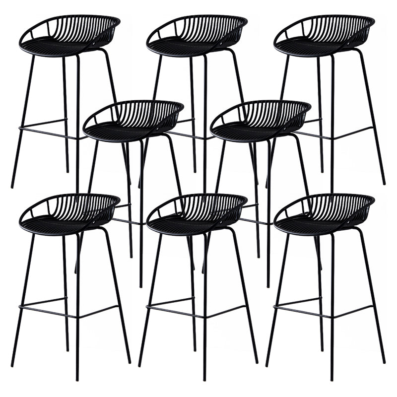 Modern Dessert Shop Low Back Stool Matte Finish Iron Bar Stool Black 8 Piece Set Clearhalo 'Bar Furniture' 'Bar Stools' 'bar_stools' 'furn' 'furn_bar_stools' 'Furniture' 'furniture_bar_stools' 'Kitchen & Dining Furniture' 5052201