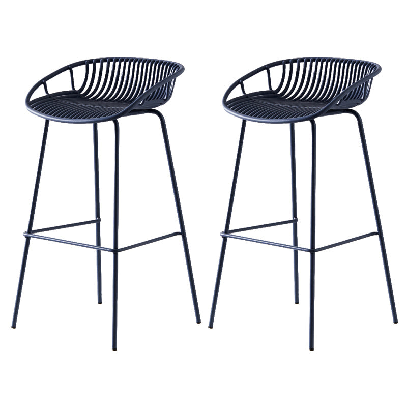 Modern Dessert Shop Low Back Stool Matte Finish Iron Bar Stool Blue 2 Piece Set Clearhalo 'Bar Furniture' 'Bar Stools' 'bar_stools' 'furn' 'furn_bar_stools' 'Furniture' 'furniture_bar_stools' 'Kitchen & Dining Furniture' 5052202