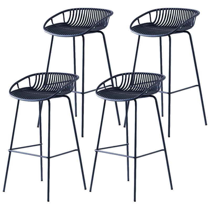 Modern Dessert Shop Low Back Stool Matte Finish Iron Bar Stool Blue 4 Piece Set Clearhalo 'Bar Furniture' 'Bar Stools' 'bar_stools' 'furn' 'furn_bar_stools' 'Furniture' 'furniture_bar_stools' 'Kitchen & Dining Furniture' 5052203