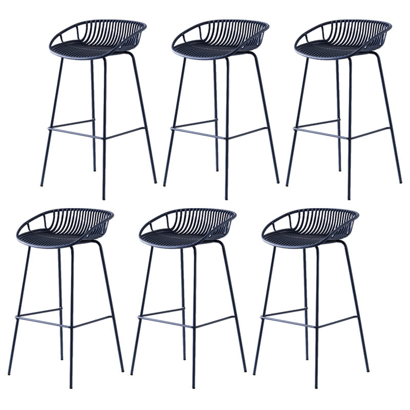 Modern Dessert Shop Low Back Stool Matte Finish Iron Bar Stool Blue 6 Piece Set Clearhalo 'Bar Furniture' 'Bar Stools' 'bar_stools' 'furn' 'furn_bar_stools' 'Furniture' 'furniture_bar_stools' 'Kitchen & Dining Furniture' 5052204