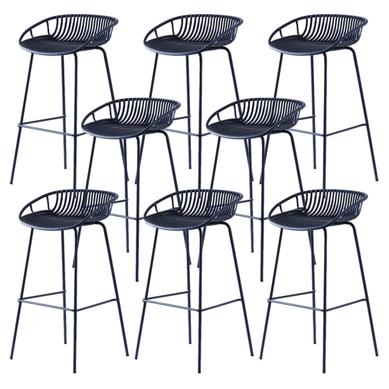 Modern Dessert Shop Low Back Stool Matte Finish Iron Bar Stool Blue 8 Piece Set Clearhalo 'Bar Furniture' 'Bar Stools' 'bar_stools' 'furn' 'furn_bar_stools' 'Furniture' 'furniture_bar_stools' 'Kitchen & Dining Furniture' 5052205