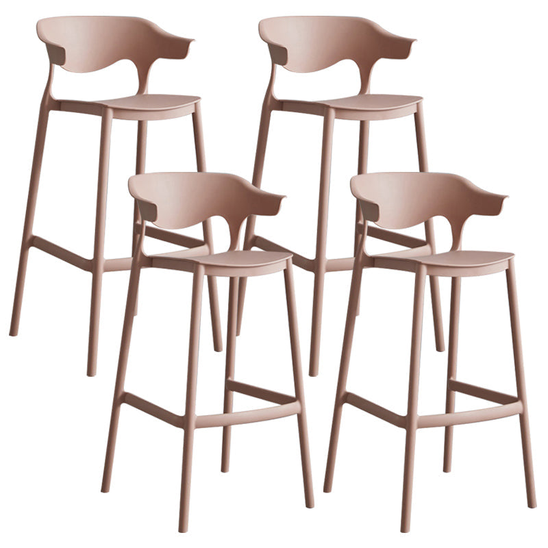 Modern Style Stackable Bar-stool Plastic Counter Bar Stool for Home Pink 4 Piece Set Clearhalo 'Bar Furniture' 'Bar Stools' 'bar_stools' 'furn' 'furn_bar_stools' 'Furniture' 'furniture_bar_stools' 'Kitchen & Dining Furniture' 5052208