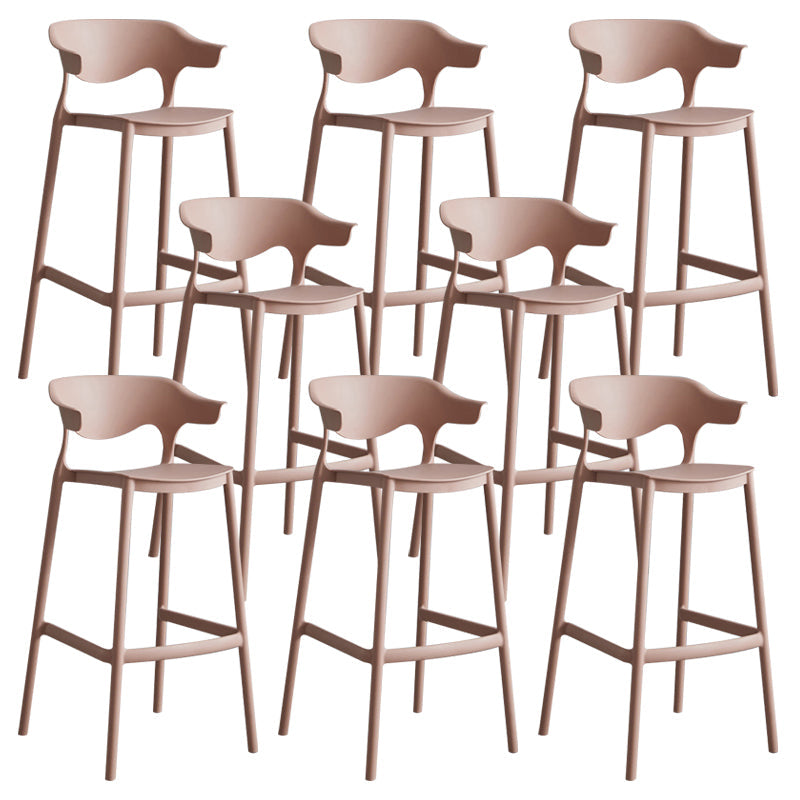 Modern Style Stackable Bar-stool Plastic Counter Bar Stool for Home Pink 8 Piece Set Clearhalo 'Bar Furniture' 'Bar Stools' 'bar_stools' 'furn' 'furn_bar_stools' 'Furniture' 'furniture_bar_stools' 'Kitchen & Dining Furniture' 5052210
