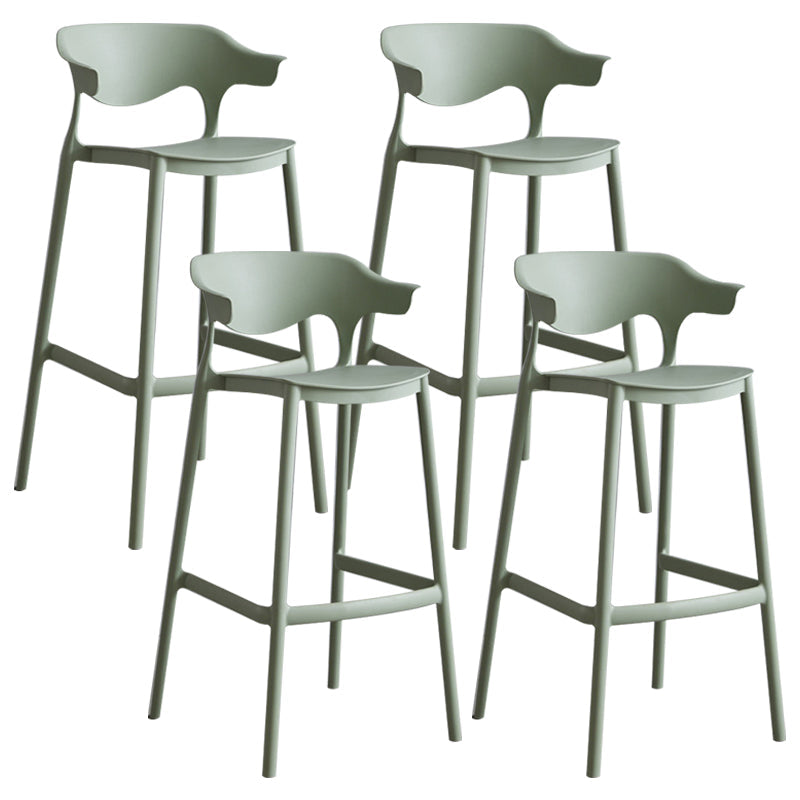 Modern Style Stackable Bar-stool Plastic Counter Bar Stool for Home Green 4 Piece Set Clearhalo 'Bar Furniture' 'Bar Stools' 'bar_stools' 'furn' 'furn_bar_stools' 'Furniture' 'furniture_bar_stools' 'Kitchen & Dining Furniture' 5052211