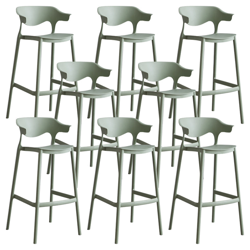 Modern Style Stackable Bar-stool Plastic Counter Bar Stool for Home Green 8 Piece Set Clearhalo 'Bar Furniture' 'Bar Stools' 'bar_stools' 'furn' 'furn_bar_stools' 'Furniture' 'furniture_bar_stools' 'Kitchen & Dining Furniture' 5052214