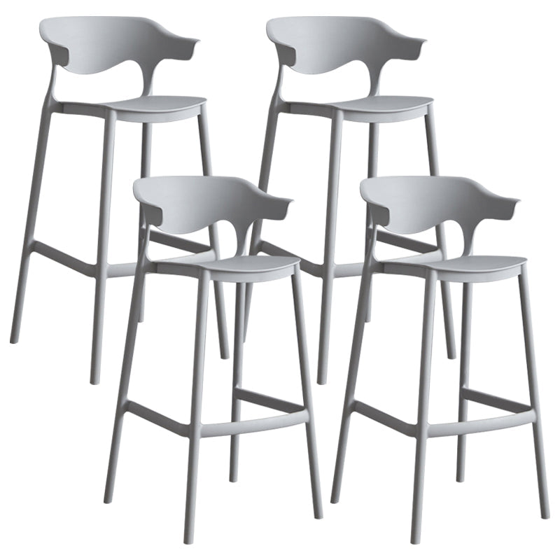 Modern Style Stackable Bar-stool Plastic Counter Bar Stool for Home Light Gray 4 Piece Set Clearhalo 'Bar Furniture' 'Bar Stools' 'bar_stools' 'furn' 'furn_bar_stools' 'Furniture' 'furniture_bar_stools' 'Kitchen & Dining Furniture' 5052216