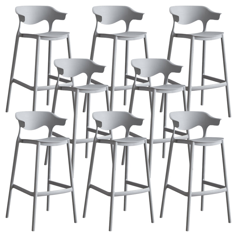 Modern Style Stackable Bar-stool Plastic Counter Bar Stool for Home Light Gray 8 Piece Set Clearhalo 'Bar Furniture' 'Bar Stools' 'bar_stools' 'furn' 'furn_bar_stools' 'Furniture' 'furniture_bar_stools' 'Kitchen & Dining Furniture' 5052217