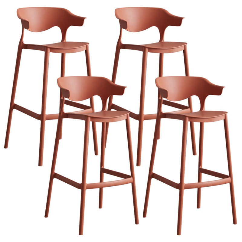 Modern Style Stackable Bar-stool Plastic Counter Bar Stool for Home Orange 4 Piece Set Clearhalo 'Bar Furniture' 'Bar Stools' 'bar_stools' 'furn' 'furn_bar_stools' 'Furniture' 'furniture_bar_stools' 'Kitchen & Dining Furniture' 5052231