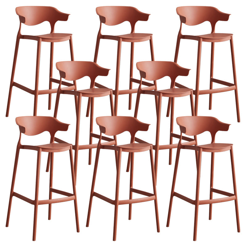 Modern Style Stackable Bar-stool Plastic Counter Bar Stool for Home Orange 8 Piece Set Clearhalo 'Bar Furniture' 'Bar Stools' 'bar_stools' 'furn' 'furn_bar_stools' 'Furniture' 'furniture_bar_stools' 'Kitchen & Dining Furniture' 5052233
