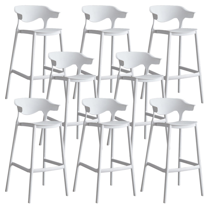 Modern Style Stackable Bar-stool Plastic Counter Bar Stool for Home White 8 Piece Set Clearhalo 'Bar Furniture' 'Bar Stools' 'bar_stools' 'furn' 'furn_bar_stools' 'Furniture' 'furniture_bar_stools' 'Kitchen & Dining Furniture' 5052235