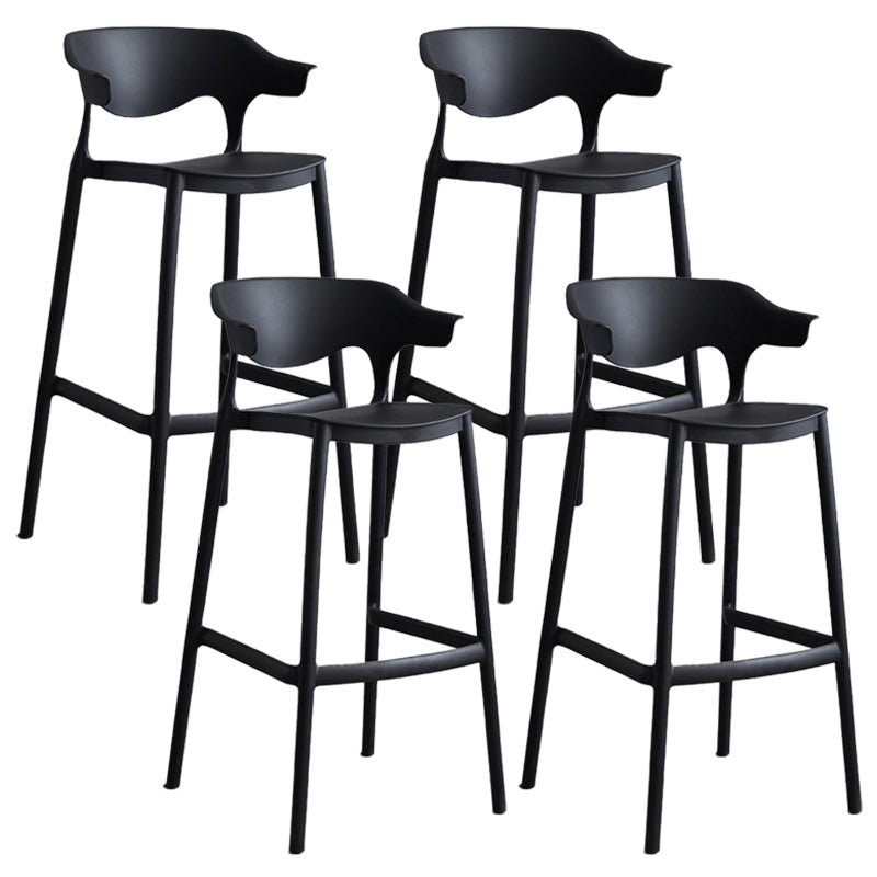 Modern Style Stackable Bar-stool Plastic Counter Bar Stool for Home Black 4 Piece Set Clearhalo 'Bar Furniture' 'Bar Stools' 'bar_stools' 'furn' 'furn_bar_stools' 'Furniture' 'furniture_bar_stools' 'Kitchen & Dining Furniture' 5052236