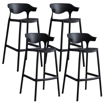 Modern Style Stackable Bar-stool Plastic Counter Bar Stool for Home Black 4 Piece Set Clearhalo 'Bar Furniture' 'Bar Stools' 'bar_stools' 'furn' 'furn_bar_stools' 'Furniture' 'furniture_bar_stools' 'Kitchen & Dining Furniture' 5052236