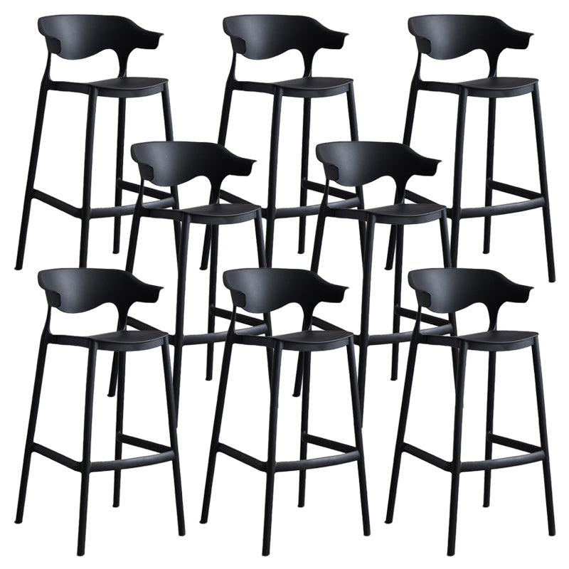 Modern Style Stackable Bar-stool Plastic Counter Bar Stool for Home Black 8 Piece Set Clearhalo 'Bar Furniture' 'Bar Stools' 'bar_stools' 'furn' 'furn_bar_stools' 'Furniture' 'furniture_bar_stools' 'Kitchen & Dining Furniture' 5052237