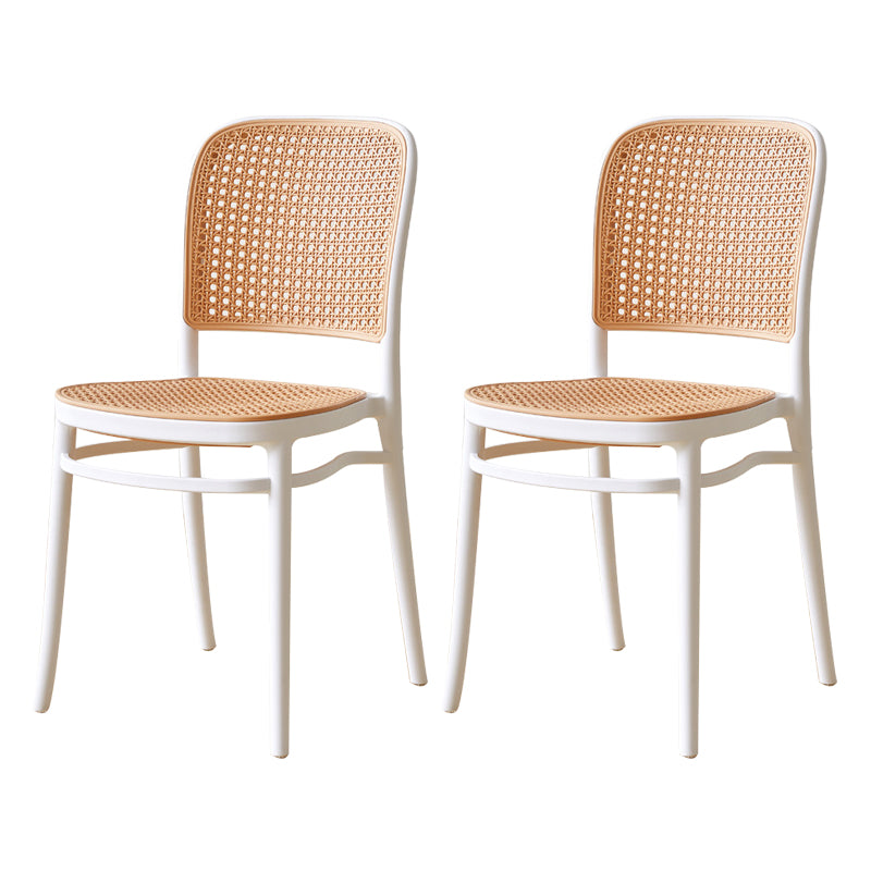 Modern Style Square Bar-stool Plastic Counter Bar Stool for Home White 2 Piece Set Short Stool(18"H) Clearhalo 'Bar Furniture' 'Bar Stools' 'bar_stools' 'furn' 'furn_bar_stools' 'Furniture' 'furniture_bar_stools' 'Kitchen & Dining Furniture' 5052240