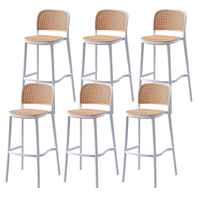 Modern Style Square Bar-stool Plastic Counter Bar Stool for Home White 6 Piece Set Clearhalo 'Bar Furniture' 'Bar Stools' 'bar_stools' 'furn' 'furn_bar_stools' 'Furniture' 'furniture_bar_stools' 'Kitchen & Dining Furniture' 5052252
