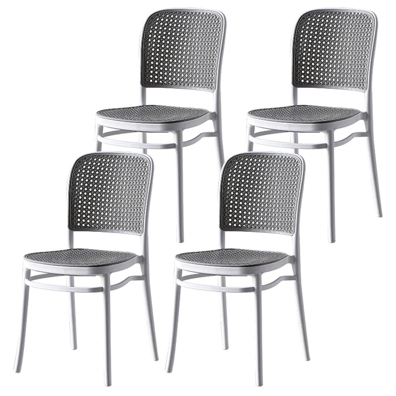 Modern Style Square Bar-stool Plastic Counter Bar Stool for Home Gray-White 4 Piece Set Short Stool(18"H) Clearhalo 'Bar Furniture' 'Bar Stools' 'bar_stools' 'furn' 'furn_bar_stools' 'Furniture' 'furniture_bar_stools' 'Kitchen & Dining Furniture' 5052257