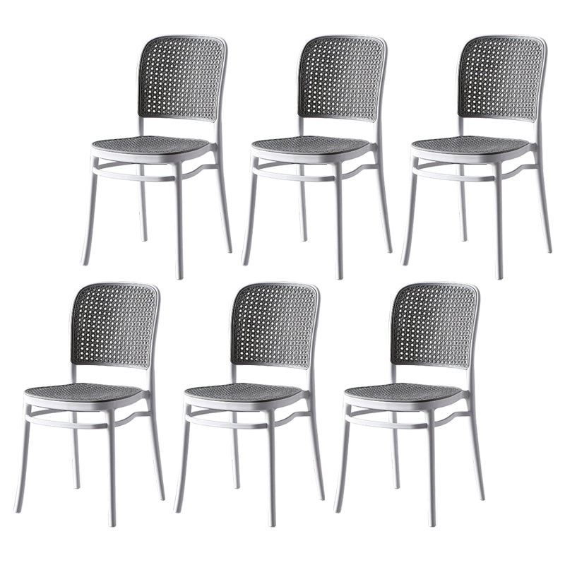 Modern Style Square Bar-stool Plastic Counter Bar Stool for Home Gray-White 6 Piece Set Short Stool(18"H) Clearhalo 'Bar Furniture' 'Bar Stools' 'bar_stools' 'furn' 'furn_bar_stools' 'Furniture' 'furniture_bar_stools' 'Kitchen & Dining Furniture' 5052259